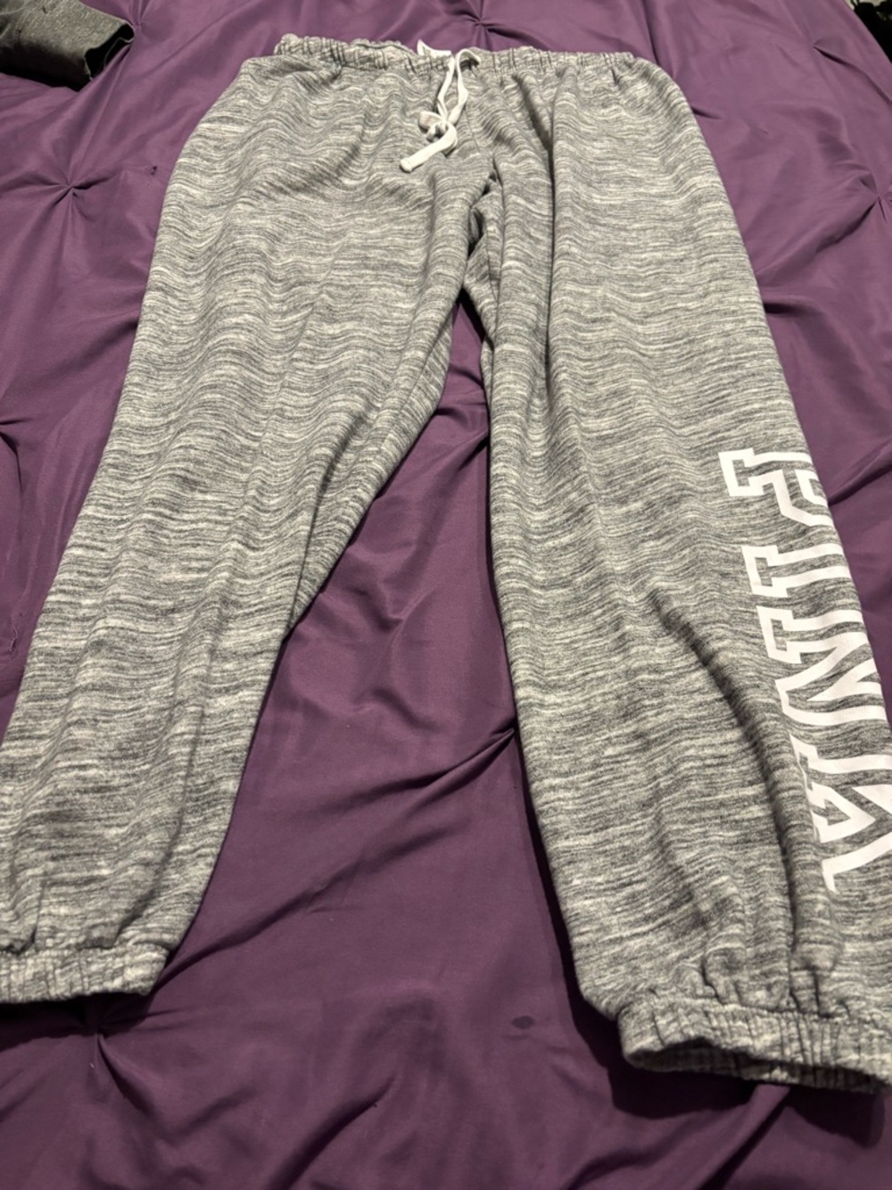 PINK Victoria's Secret Gray Marled Kids Jogger Sweatpants with White Logo